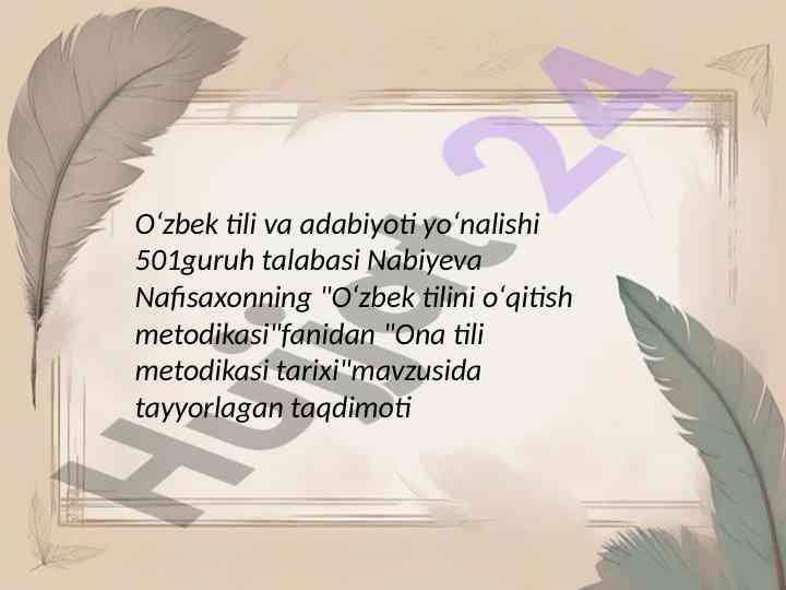 Oʻzbek tilini oʻqitish metodikasi taqdimoti