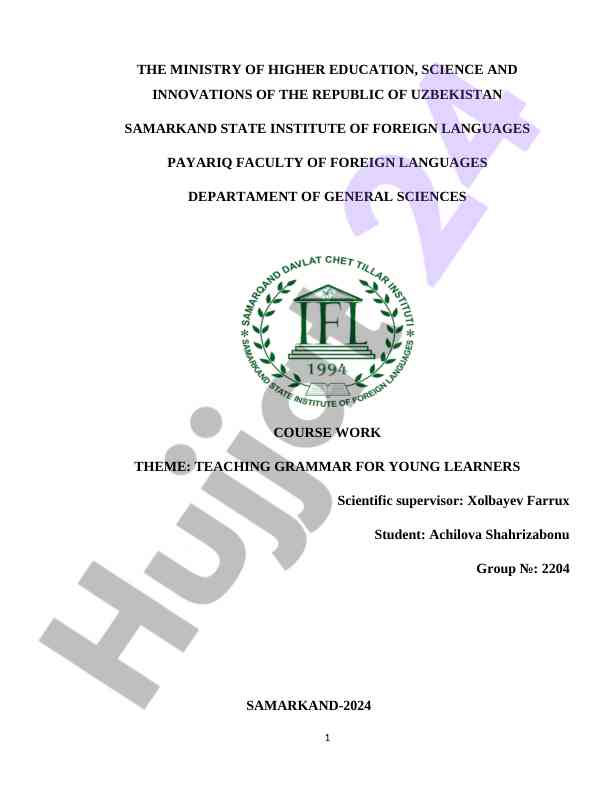 Yosh o‘quvchilar uchun grammatikani o‘qitish