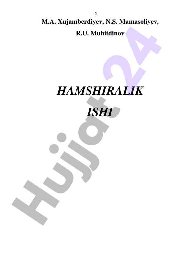 Hamshiralik ishlari o‘quv qo‘llanmasi