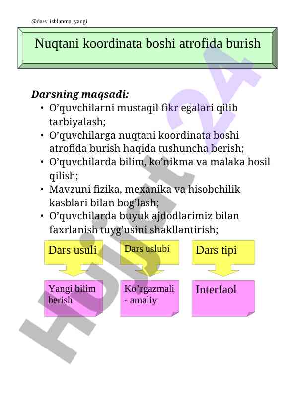 O’quvchilarni mustaqil fikrga o’rgatish darslari