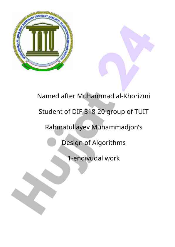 Design of algorithms individual work