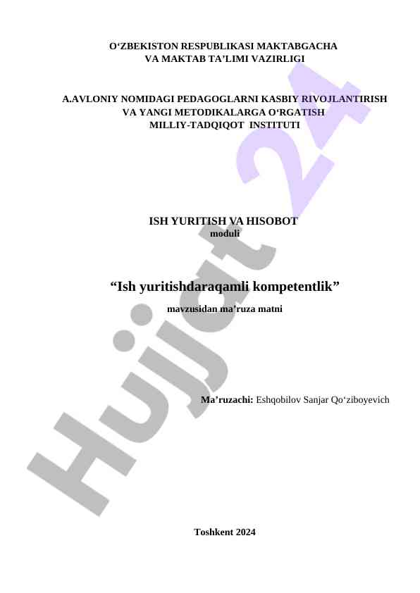 Ish yuritish va hisobot mavzusi bo‘yicha ma‘ruza matni