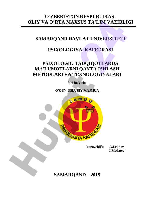 Psixologik tadqiqotlarda ma'lumotlarni qayta ishlash