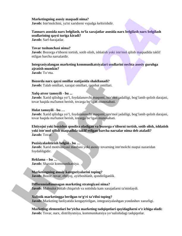 Marketingning asosiy maqsadlari va usullari