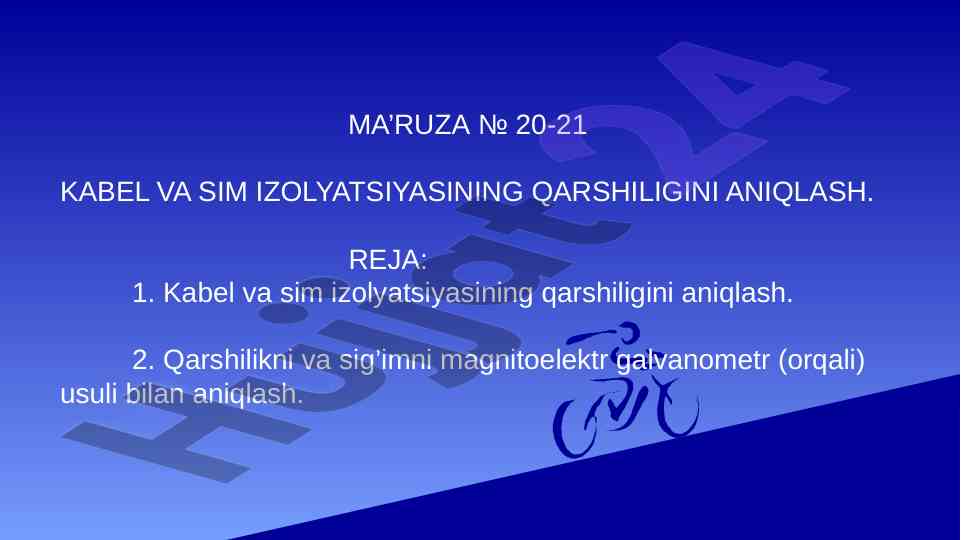 Kabel va sim izolyatsiyasining qarshiligini aniqlash