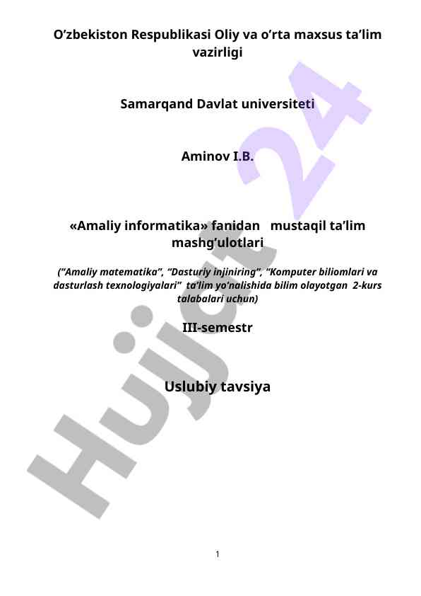 Amaliy informatika fanidan ta’lim mashg’ulotlari