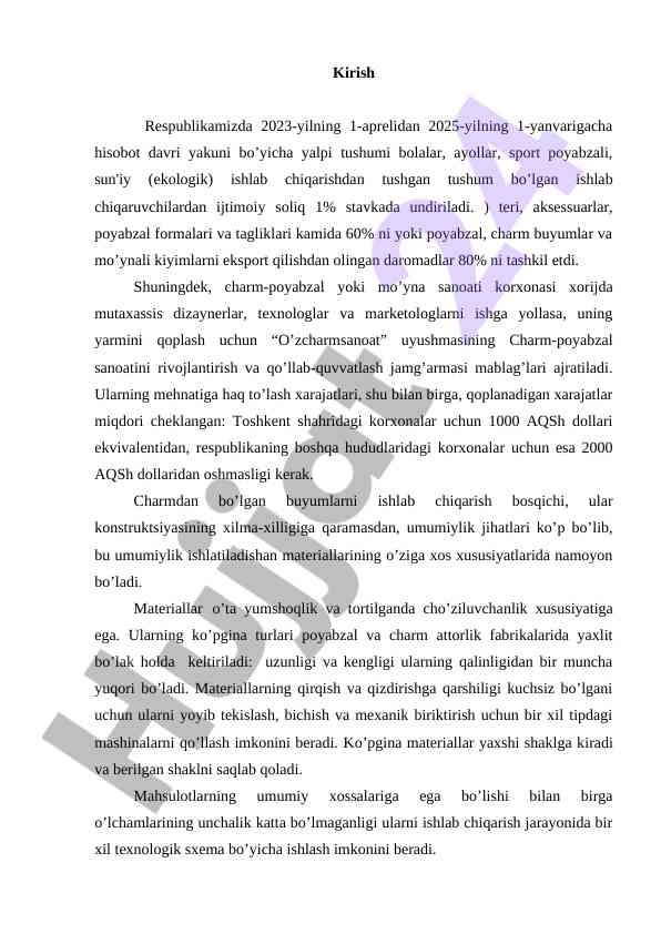 Charm-sanoat hisoboti 2023-2025 yillarda