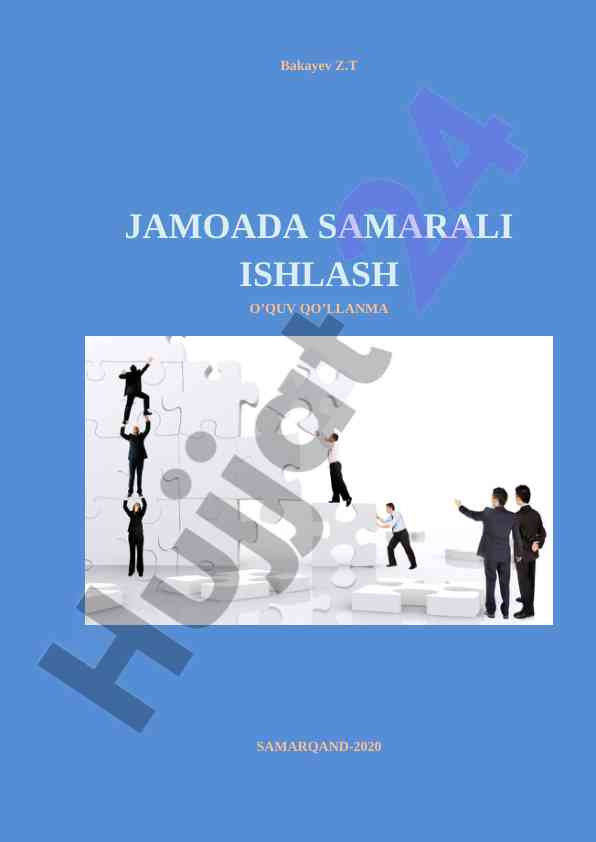 Jamoada samarali ishlash o‘quv qo‘llanma