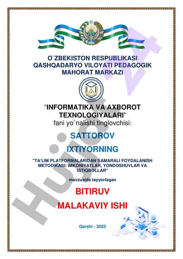 Ta’lim platformalaridan samarali foydalanish metodikasi