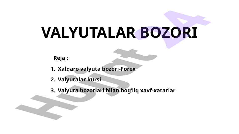 Valyuta bozoridagi xavflar va kurslar
