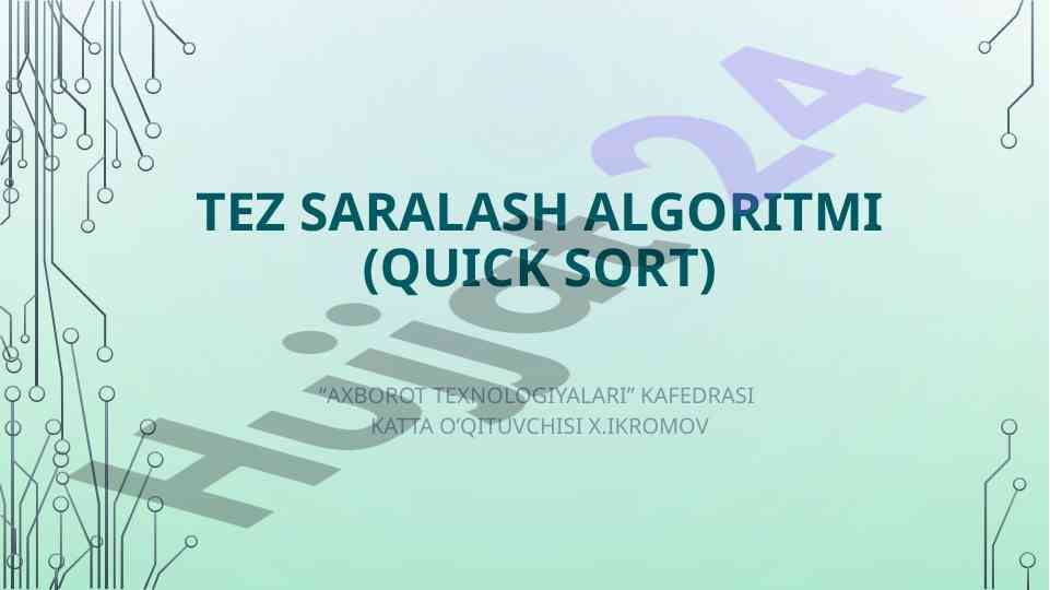 Tez saralash algoritmi tahlili va tushuntirish