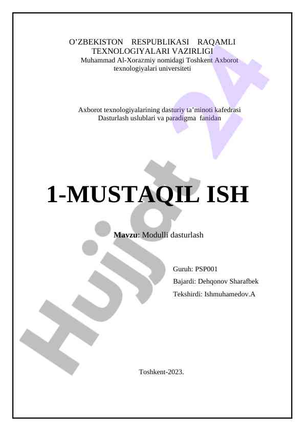 Modulli dasturlash asoslari va funksiyalari