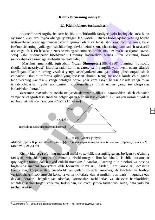 Kichik biznesning mohiyati tushunchalari va vazifalari