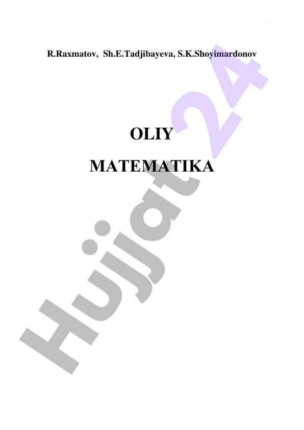 Oliy matematika fani bo‘yicha amaliy mashg‘ulotlar