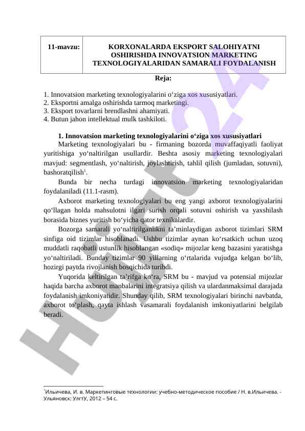 Innovatsion marketing texnologiyalari tahlili