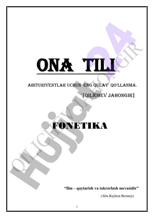 Fonetika abituriyentlar uchun eng qulay qo‘llanma