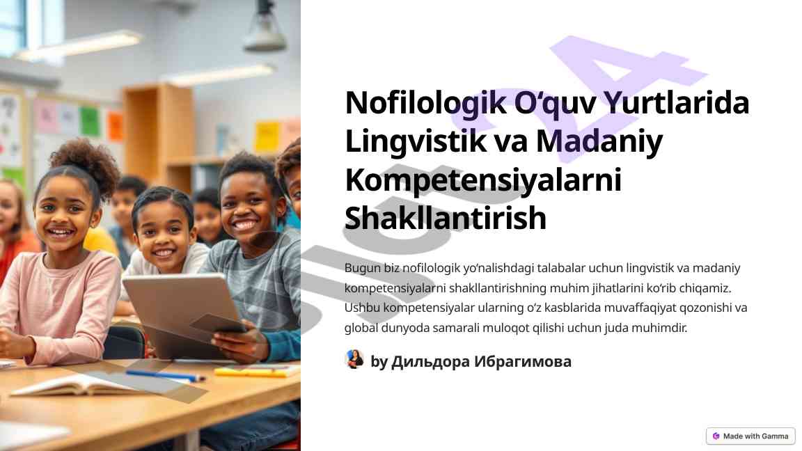 Nofilologik talabalar uchun lingvistik kompetensiyalar