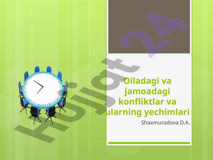 Oiladagi va jamoadagi konfliktlar va ularning yechimlari