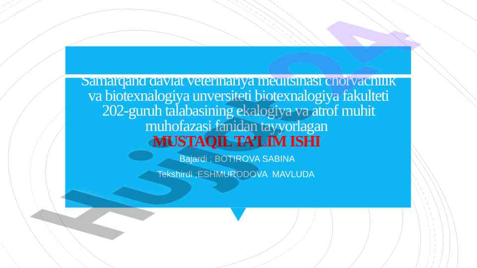 Tabiatdan oqilona foydalanishning istiqbollari