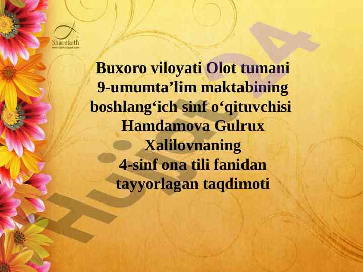 Ona tili fanidan 4-sinf taqdimoti