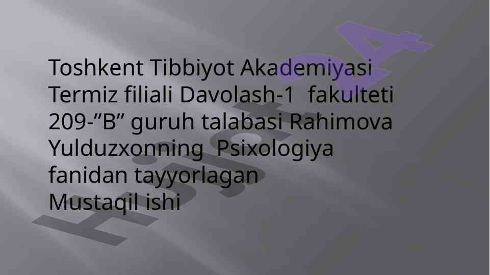 Psixologiya va pedagokika asoslari