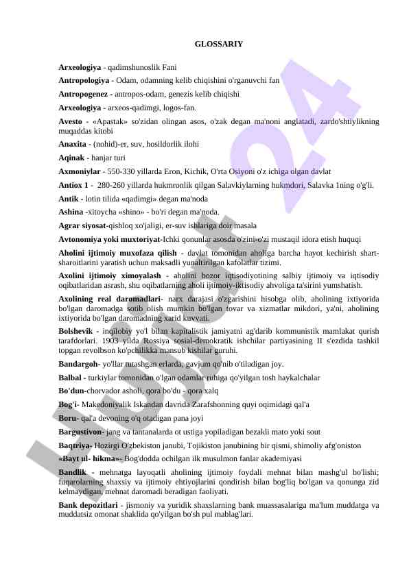 Arxeologiya va antropologiya so'zlari glossariy