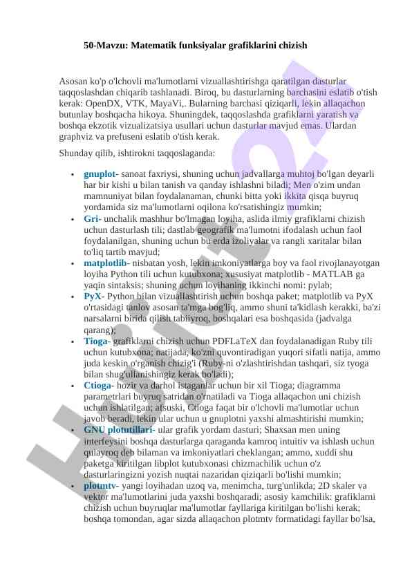 Matematik funktsiyalar grafiklarini chizish