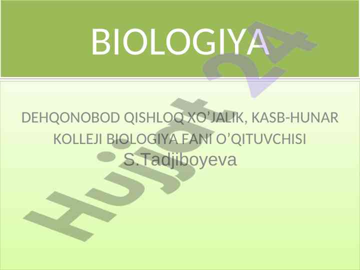 Biologiya fani haqida tushuncha o‘rganish usullari