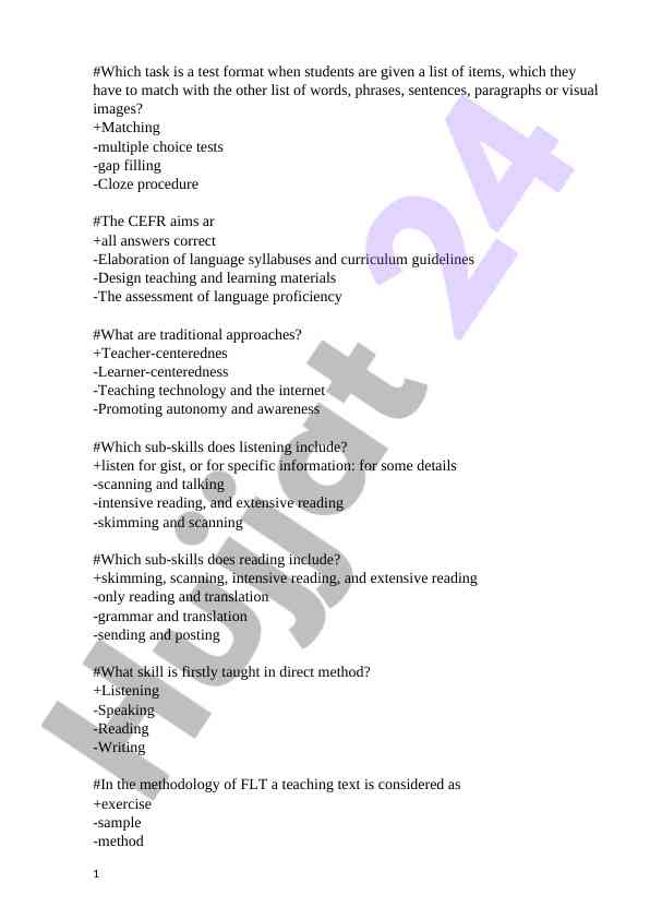 Language assessment and teaching methodologies overview
