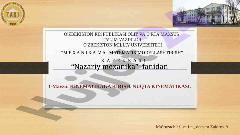 Kinematikaga kirish nuqta kinematikasi