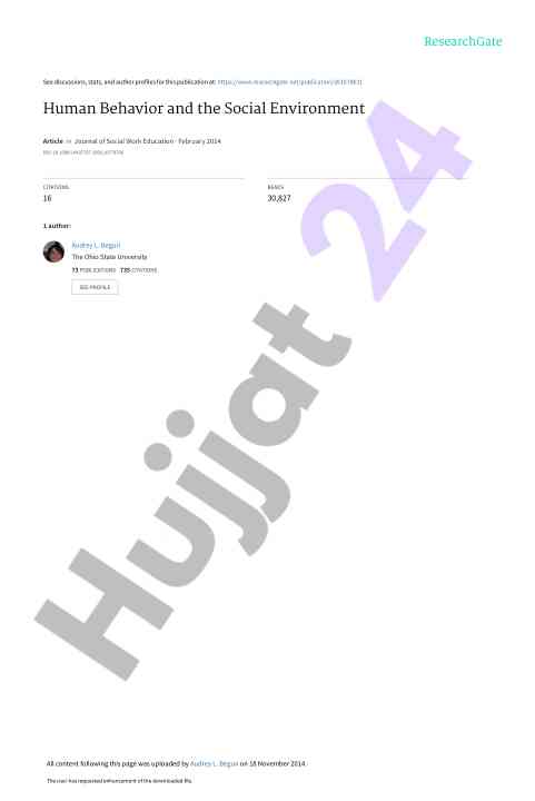 Human behavior and the social environment analysis