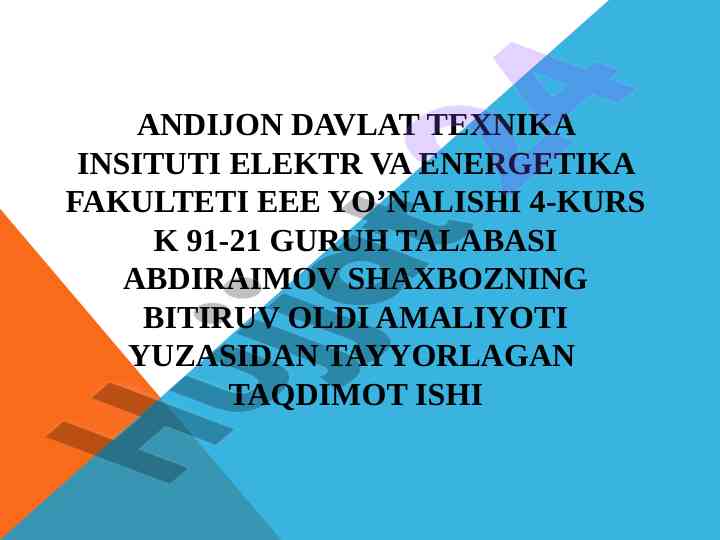 Mashinasozlik sohasidagi taqdimot ishlari