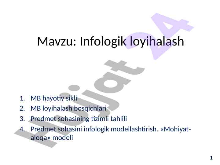 Mb hayotiy sikli loyihalash bosqichlari