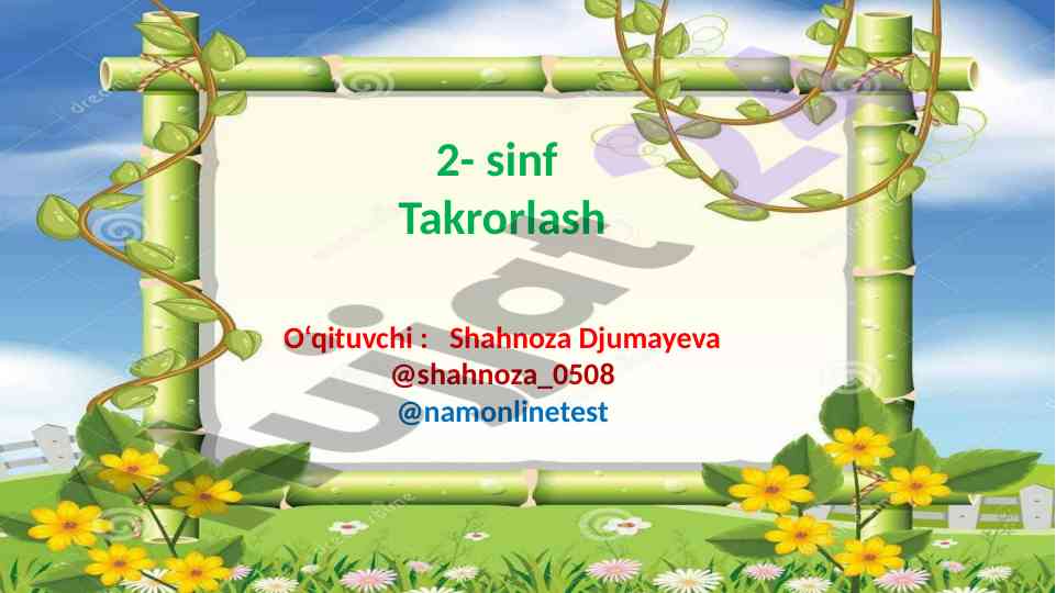 2-sinf takrorlash dars ishlanmasi
