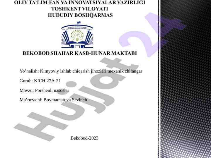 Portshenli nasoslar va suv ta'minoti tizimlari