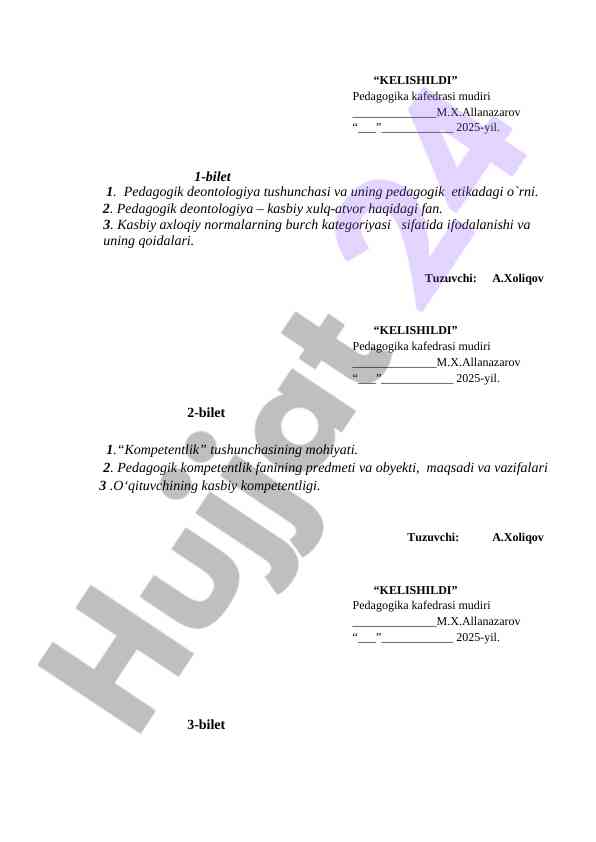 Pedagogik deontologiya va kompetentlik tushunchalari