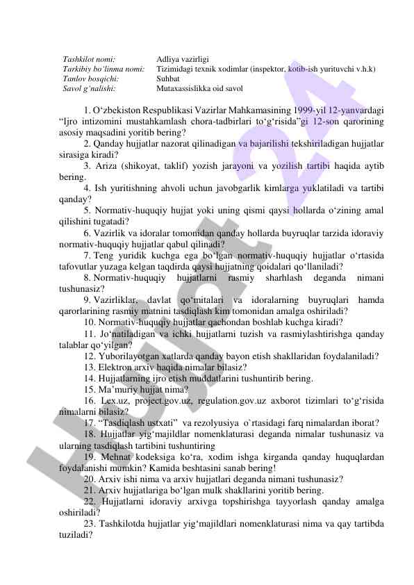 Normativ-huquqiy hujjatlar va ularning qoidalari