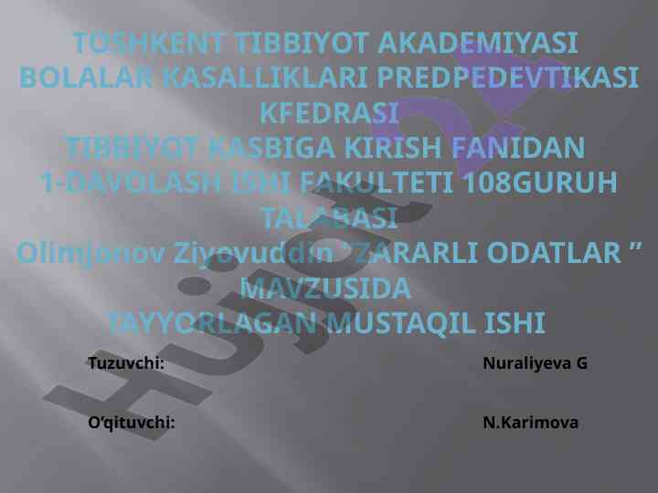 Zararli odatlar haqida mustaqil ish