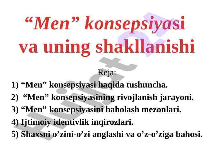 Men konsepsiyasi haqida tushuncha va rivojlanish