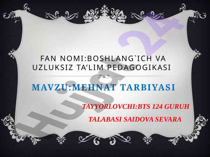 Mehnat tarbiyasi tashkil etysh va ta’lim usullari