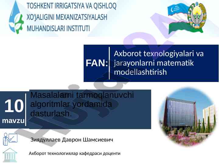 Tarmoqlanuvchi algoritmlar yordamida dasturlash