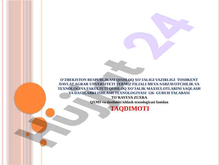 Don va don mahsulotlarini dastlabki ishlash texnologiyasi