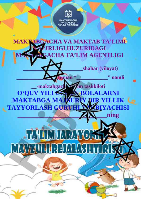 Maktabgacha ta’lim tashkiloti uchun tematik rejalashtirish