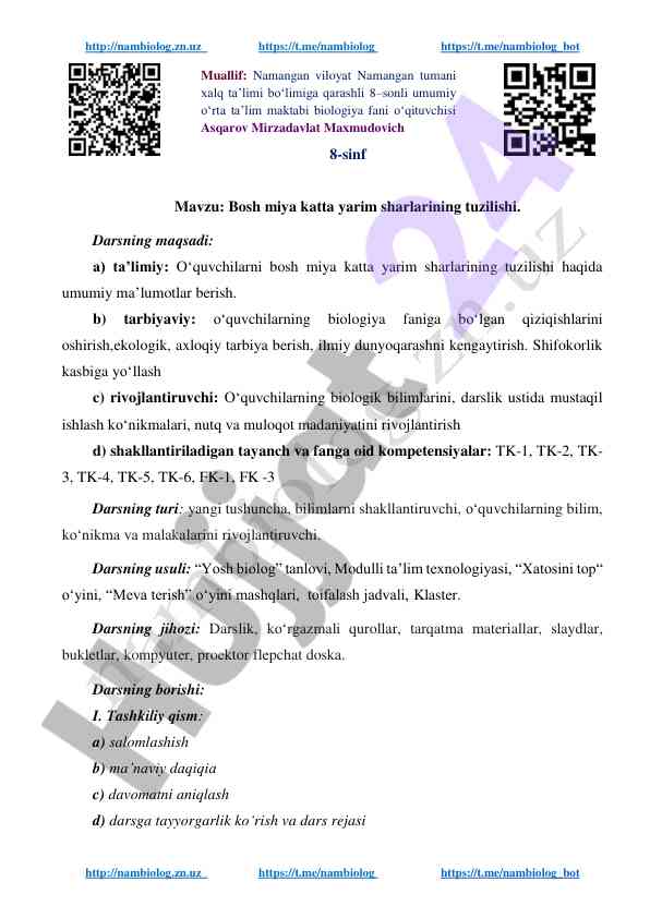 Bosh miya katta yarim sharlarining tuzilishi