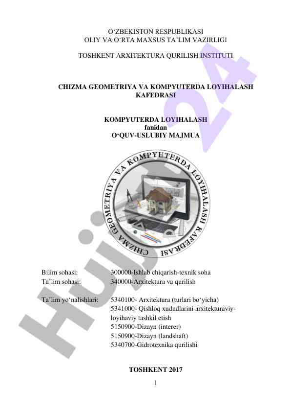Chizma geometriya va kompyuterda loyihalash qo‘llanma