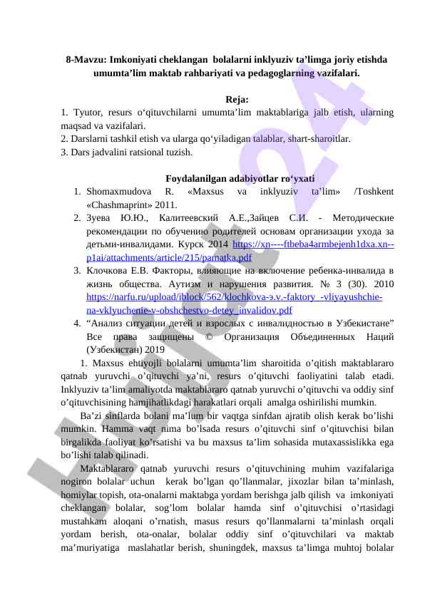 Imkoniyati cheklangan bolalar uchun inklyuziv ta'lim
