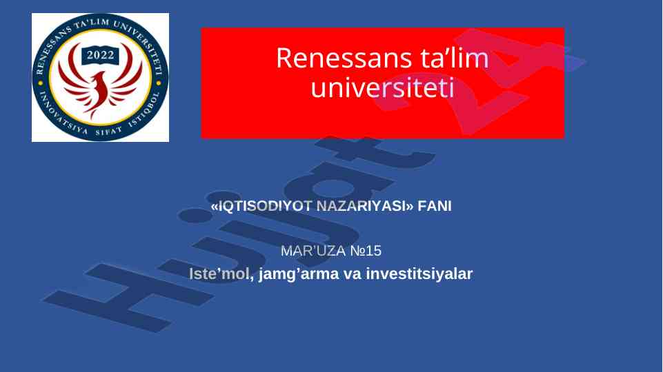 Iqtisodiyot nazariyasi maktabi – muomalalar va investitsiyalar