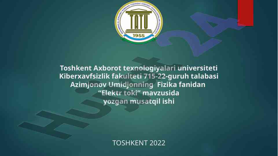 Elektr toki mavzusida mustaqil ish