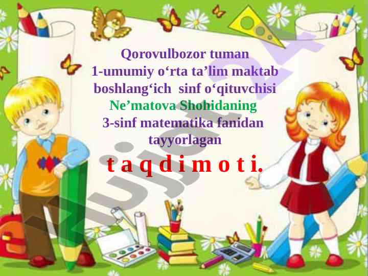 Matematika mavzusi: o‘rningni top o‘yini