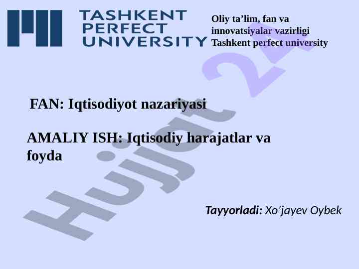 Iqtisodiy harajatlar va foyda tahlili